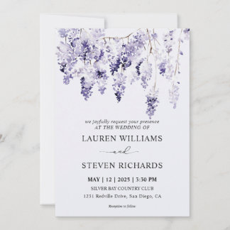 Convites Casamento de Lavanda Púrpura Púrpura, leve e perso