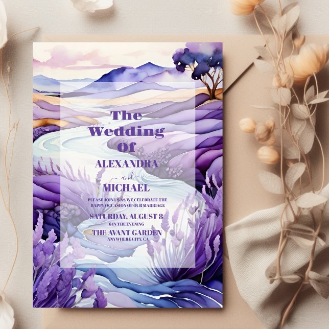 Convites Casamento de Lavanda Rustic (Criador carregado)