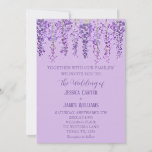 Convites Casamento de Lavandas de Aquarela com Wisteria Flo