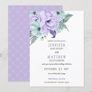 Convites Casamento de Lavandas de Aquarela de Casas de Púrp