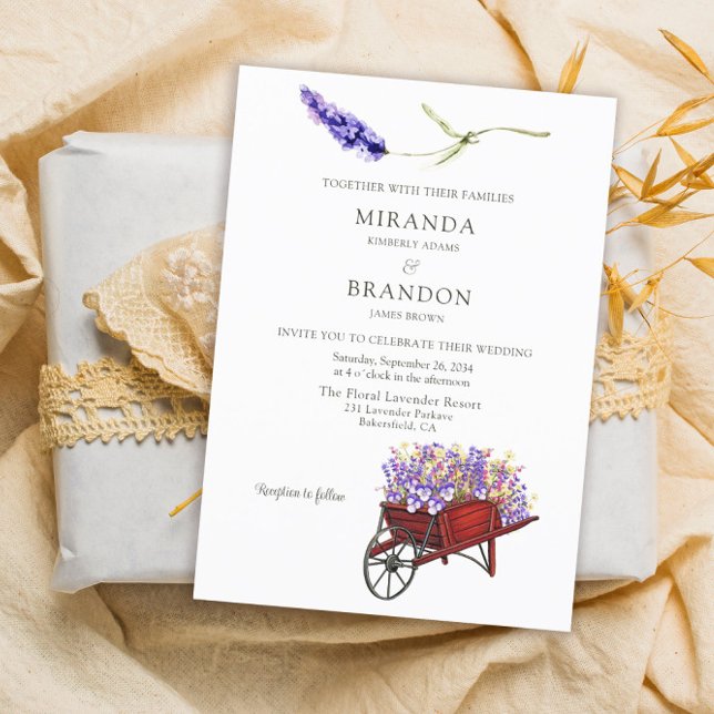 Convites Casamento de Lavandas Floral Elegante (Criador carregado)