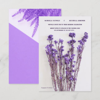 Convites Casamento de Lavandas Roxo-Mínima Elegante Floral 
