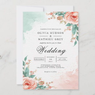 Convites Casamento de Lave Floral Eetal Blush