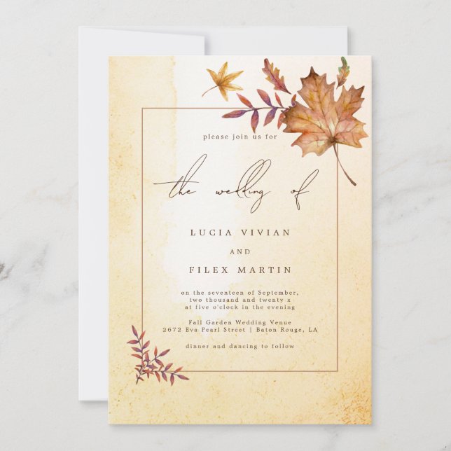 Convites Casamento de Leaf de Maple Autumn (Frente)