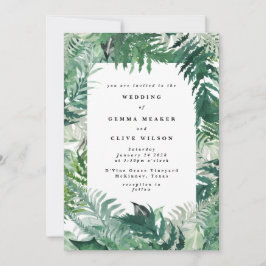 Convites Casamento de Leafy Greenery Watercolor