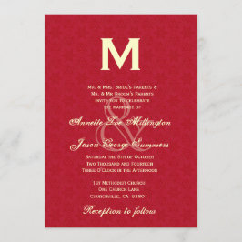 Convites Casamento de Leather Red e Cream Monogramas R431