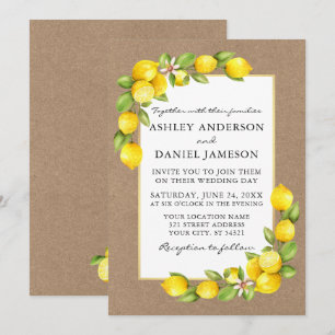 Convites Casamento de Lemons Greenery Kraft