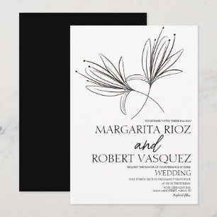Convites Casamento de Letra Floral de Lírio Desenhada à Mão