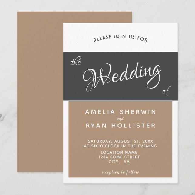 Convites Casamento de Letra Simples e Elegante Moderna (Frente/Verso)