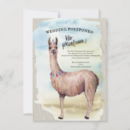 Convites Casamento de Lhama Engraçado Adiado Data Aquarela
