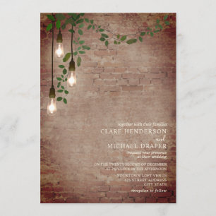 Convites Casamento de Lightbulb Greenery Garland Brick