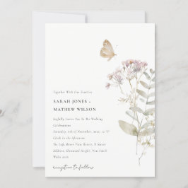 Convites Casamento de Lilac Wildflower Fern Botânico Waterc