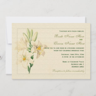 Convites Casamento de Lily Branca de Arte Botânica Elegante