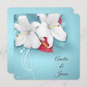 Convites Casamento de Lily Branca e Vermelha