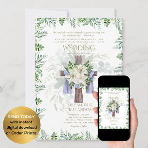 Convites Casamento de Lily Rustic, Branca Elegante