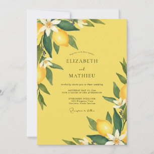 Convites Casamento de Limão Amarelo Cítrico Eucalipto Silen