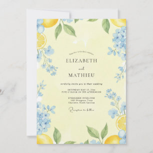Convites Casamento de Limão Azul Cítrico Eucalipto