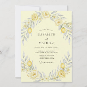 Convites Casamento de Limão Eucalipto Amarelo Manteiga