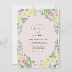 Convites Casamento de Limão Rosa Cítrico Eucalipto
