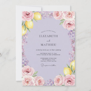 Convites Casamento de Limão Roxo Pálido Cítrico Eucalipto