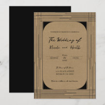 Casamento de Linhas Modernas Mínimas Kraft Preto