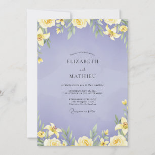 Convites Casamento de Lírio Amarelo e Periwinkle