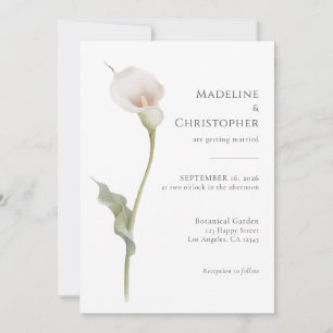 Convites Casamento de Lírio Calla Branco Minimalista Elegan