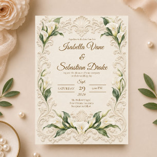 Convites Casamento de Lírio de Calla Barroco Elegante