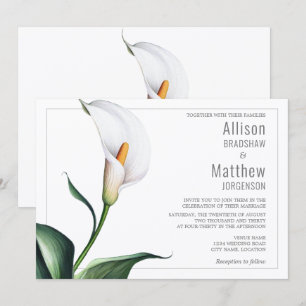 Convites Casamento de Lírio de Calla Branco Marfim Elegante