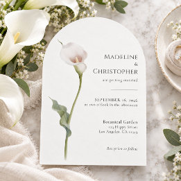 Convites Casamento de Lírio-de-Calla Branco Minimalista Mod