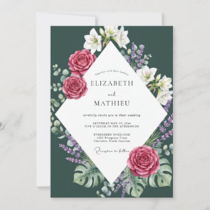 Convites Casamento de Lírio Monstera Borgonha