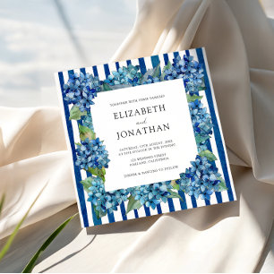 Convites Casamento de Listra de Aquarela de Hortênsias Azui