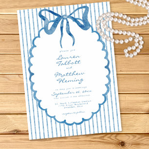 Convites Casamento de Listra de Arco de Aquarela Azul Capri
