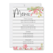 Casamento de Listra Floral | Menu de Tema de Festa