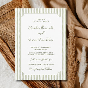 Convites Casamento de Listra Verde Aquarela Clássico Casame