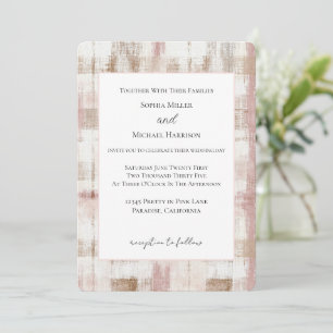 Convites Casamento de Listras Abstratas Rosa Creme Marrom