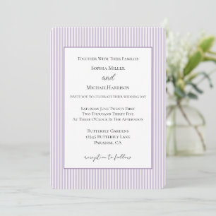 Convites Casamento de Listras Brancas Lavanda Bonito