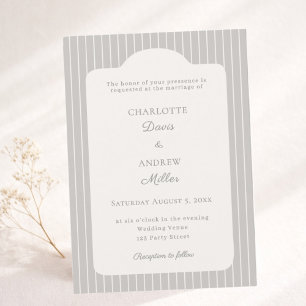 Convites Casamento de Listras Finas de Marfim Prateado Morn