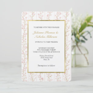 Convites Casamento de Listras Florais Rosa Choque Bonito