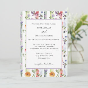 Convites Casamento de Listras Florais Roxo Vermelho Laranja