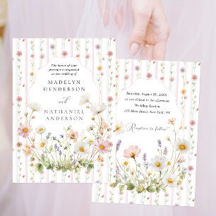 Convites Casamento de Listras Formais de Prado de Flores Si