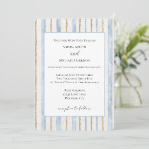 Convites Casamento de Listras Marrom Creme Azul