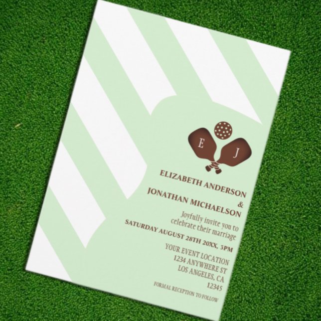 Convites Casamento de Listras Preppy Pickleball (Criador carregado)