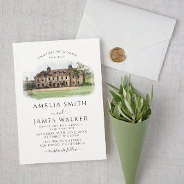 Convites Casamento de Local de Aquarela Personalizado