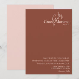 Convites Casamento de Logotipo de Script Rosa Castanho Mono