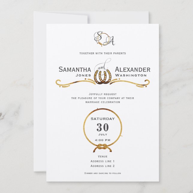 Convites Casamento de Lucky Love Rustic Barn Horsferes (Frente)