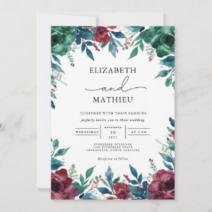 Convites Casamento De Lush Floral Profundo