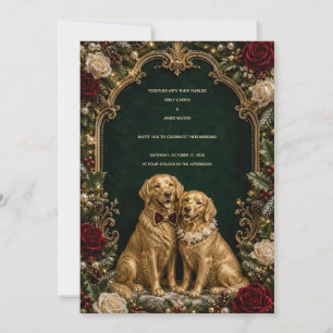 Convites Casamento de Luxo 3D Golden Retriever Natal