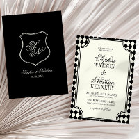 Casamento de Luxo Antigo Preto Marfim Vintage