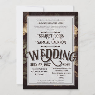 Convites Casamento de Luxo Clássico Retro Elegante